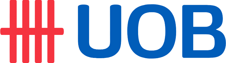 UOB logo with red bars and blue UOB text on transparent background